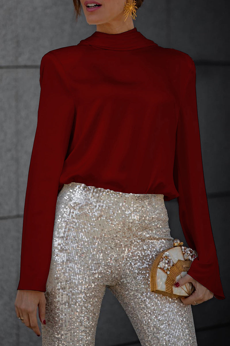 Backless Fold Scarf Collar Blouses(3 Colors)