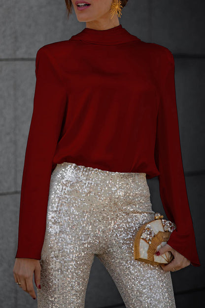 Backless Fold Scarf Collar Blouses(3 Colors)