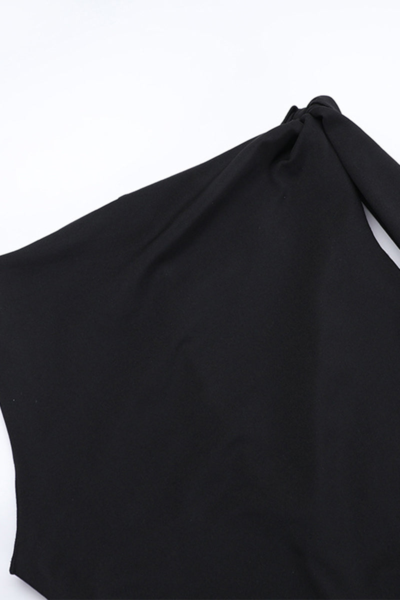 Patchwork Oblique Collar One Step Skirt Dresses