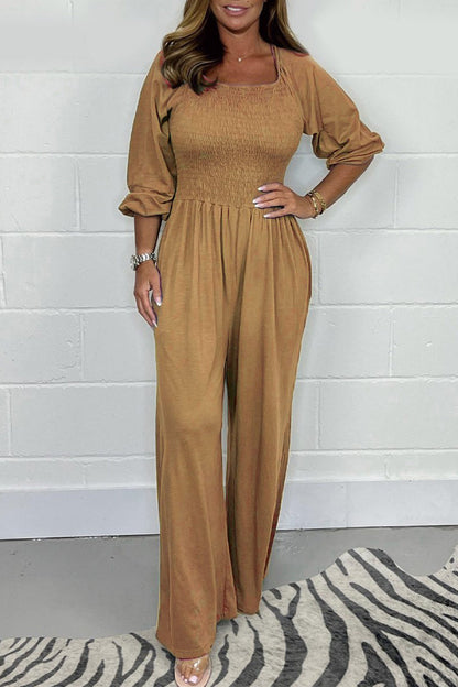 Fold Square Collar Loose Jumpsuits
