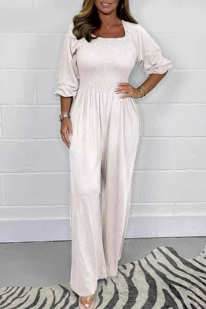 Fold Square Collar Loose Jumpsuits