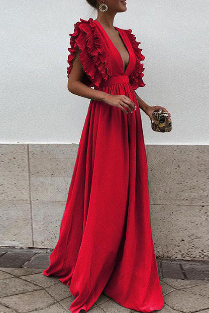 Backless V Neck Long Dresses(6 Colors)