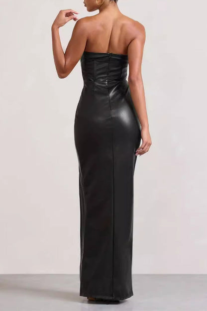 Backless Slit Strapless One Step Skirt Dresses