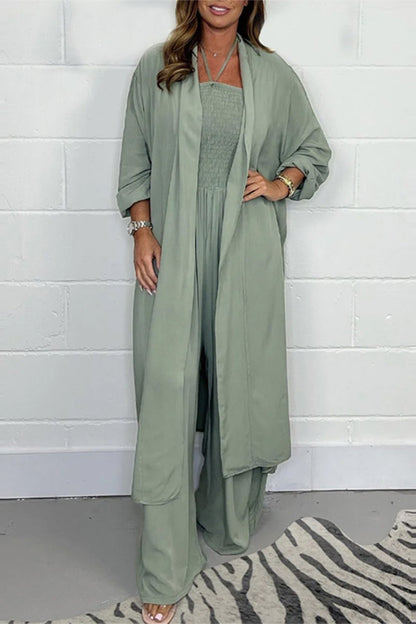 Simplicity Patchwork Backless Halter Two Pieces(jumpsuits, Jackets)