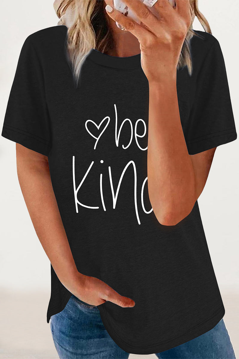 Letter Print O Neck T-shirts
