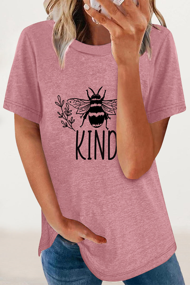 Animal Letter Print O Neck T-shirts