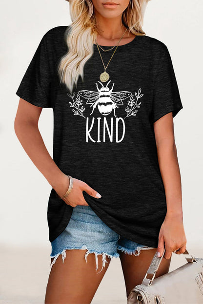 Animal Letter Print O Neck T-shirts