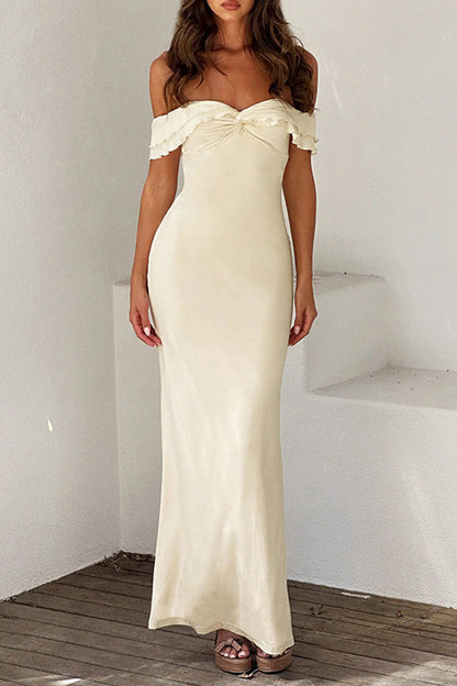 Fold Stringy Selvedge Off the Shoulder One Step Skirt Dresses