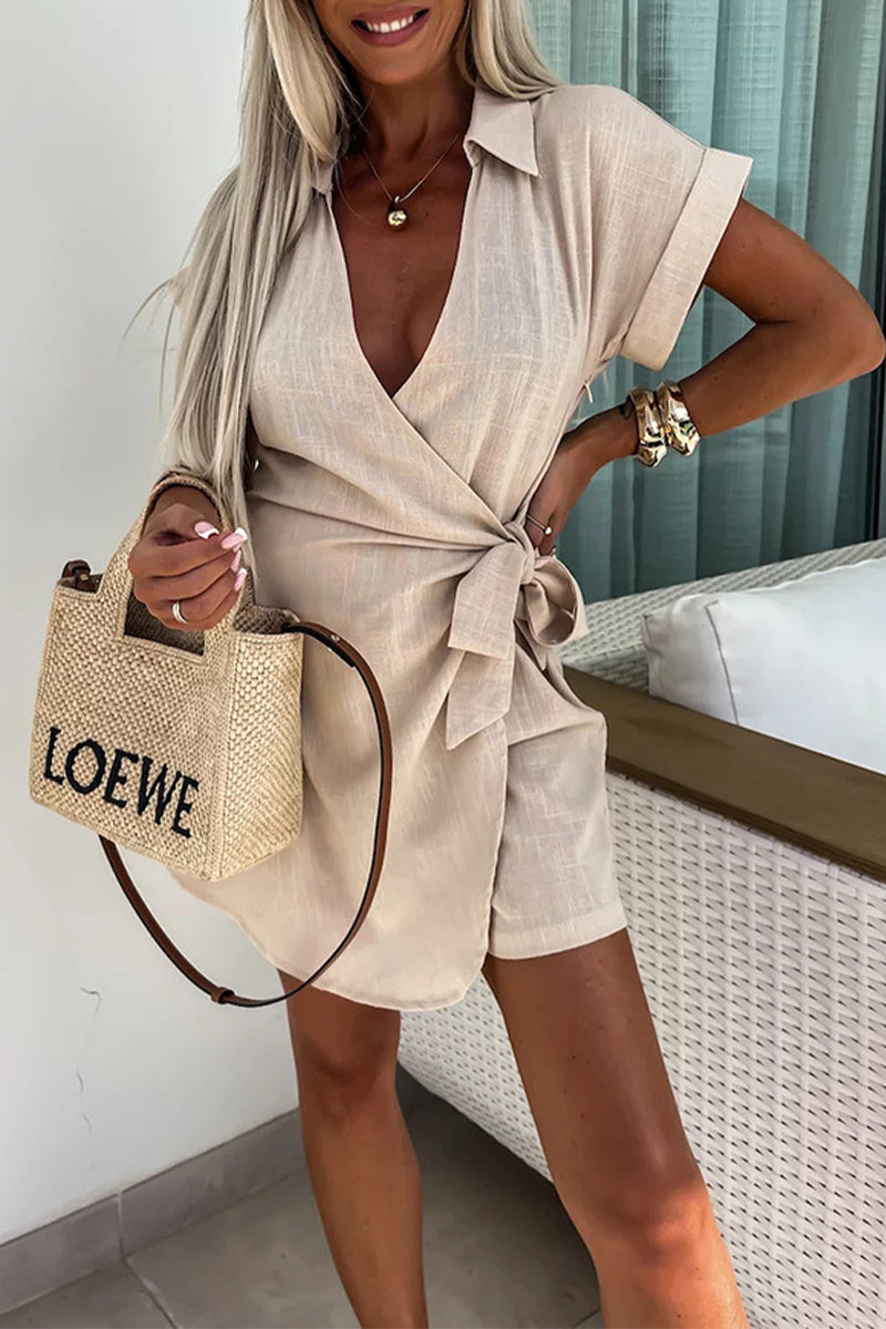 Frenulum V Neck Loose Rompers