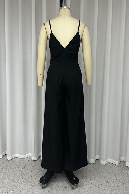 Simplicity Pocket V Neck Loose Jumpsuits
