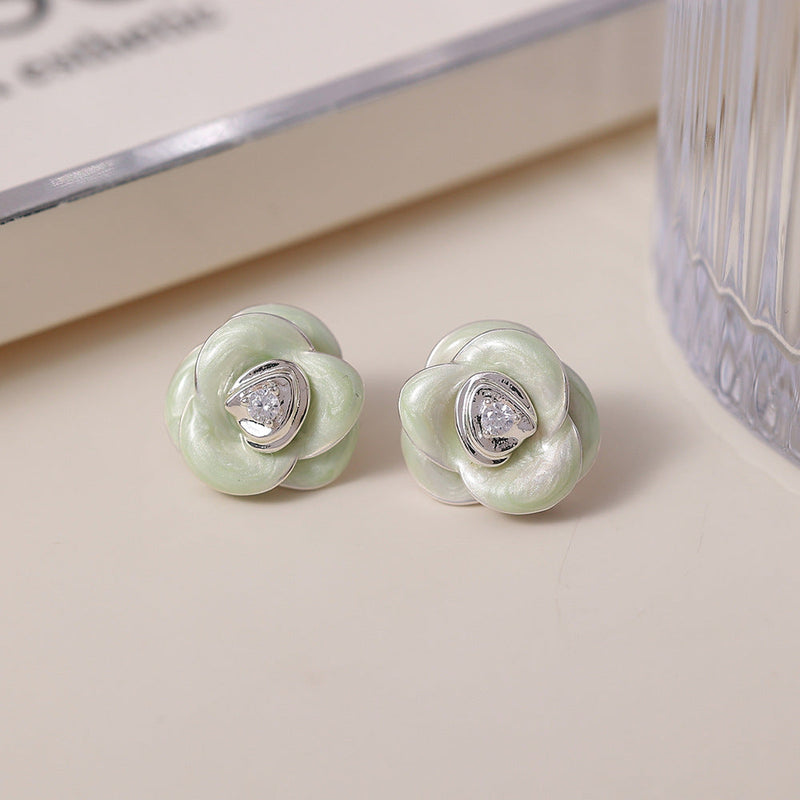 Elegant Jade Flower Earrings