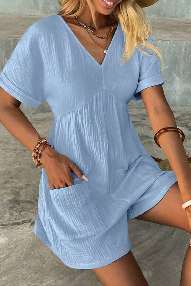 Simplicity Pocket V Neck Loose Rompers(5 Colors)
