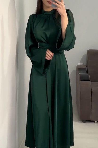 Slit Half a Turtleneck Waist Skirt Dresses(3 Colors)