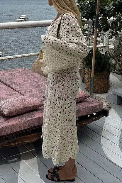 Embroidered V Neck One Step Skirt Dresses