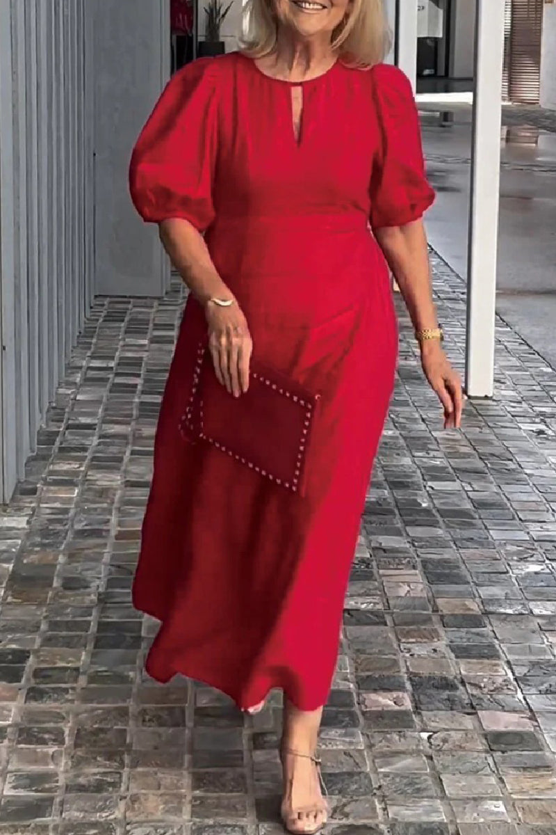 Color Hollow Out O Neck Long Dresses(9 Colors)