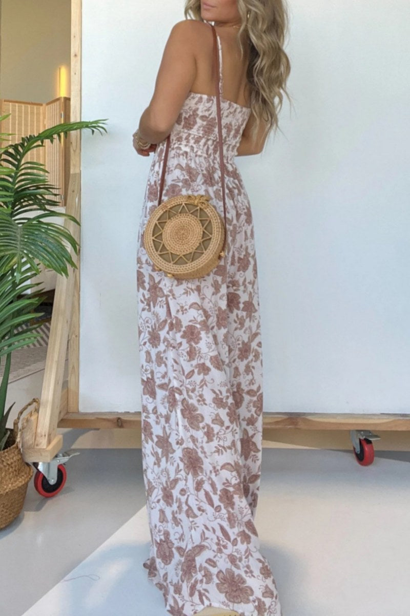 Print Backless Spaghetti Strap Regular Jumpsuits(6 Colors)