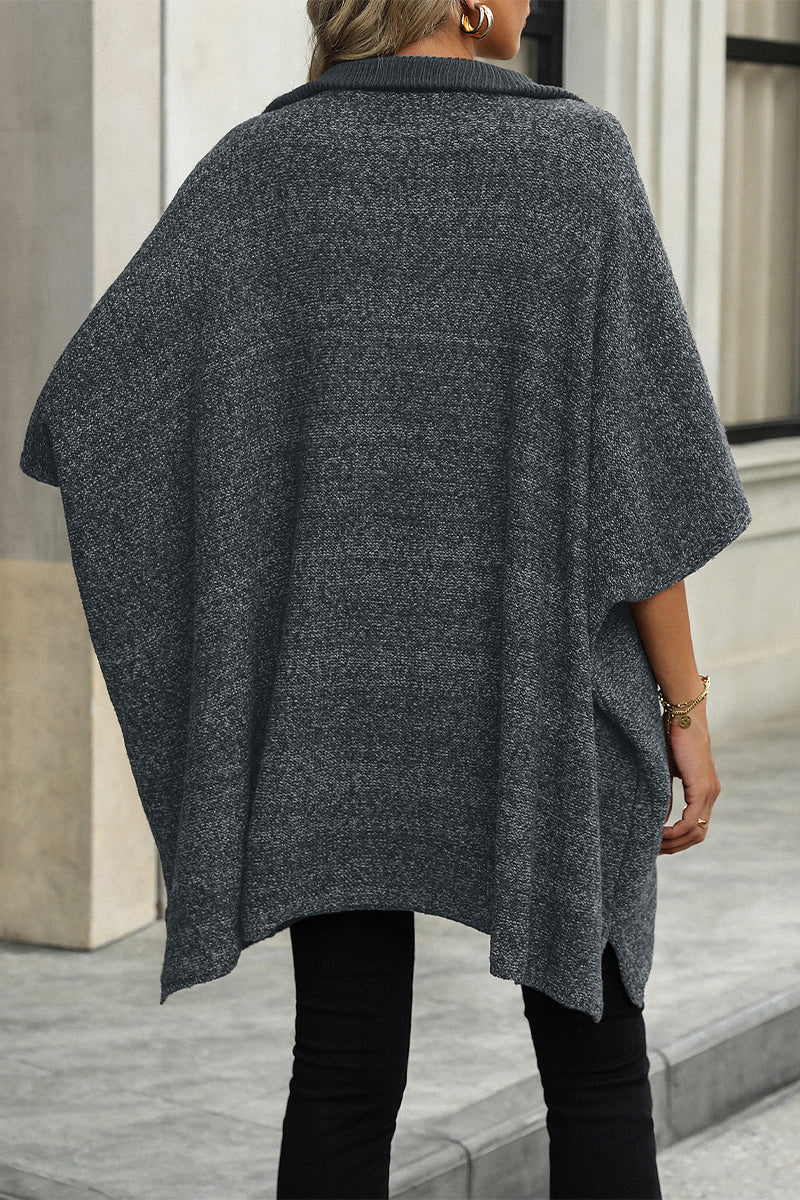Color Zipper Turndown Collar Sweaters(4 Colors)