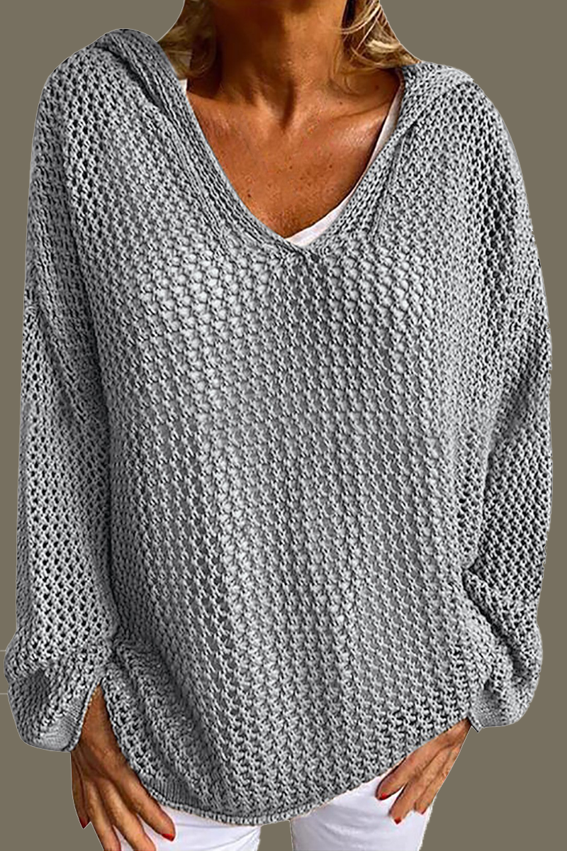 Daily Color Hollow Out Hooded Sweaters(6 Colors)