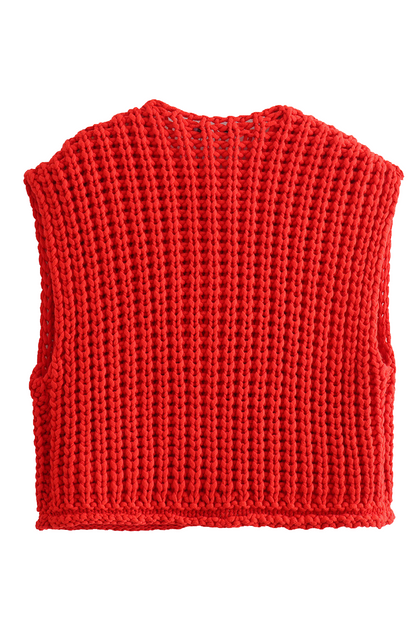 Daily Color Pocket Buttons Weave O Neck Sweaters (3 Colors)