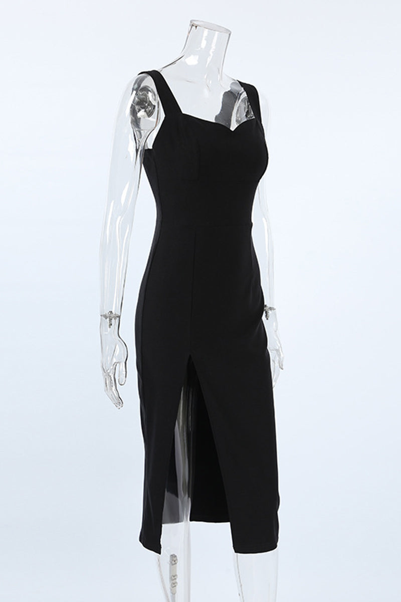 Color Slit V Neck Wrapped Skirt Dresses