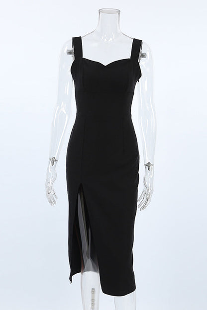 Color Slit V Neck Wrapped Skirt Dresses