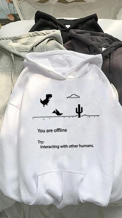 Offline Dinosaur Hoodie - Fun Retro Sweater