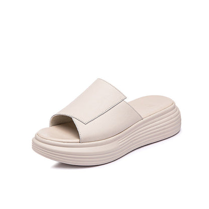 Flat Leather Slippers for