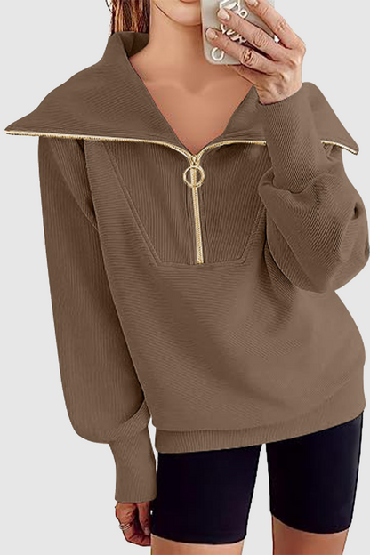 Street Color Zipper Turndown Collar Hoodies(6 Colors)
