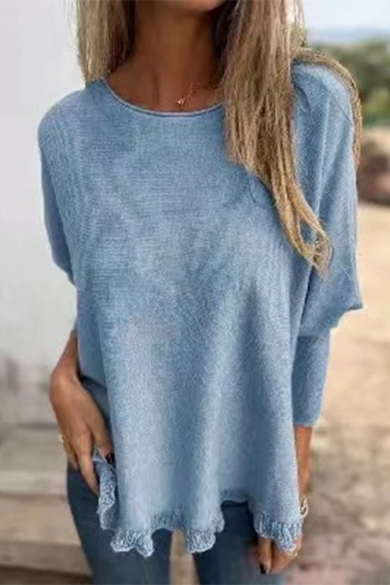 Color Stringy Selvedge O Neck Sweaters(8 Colors)
