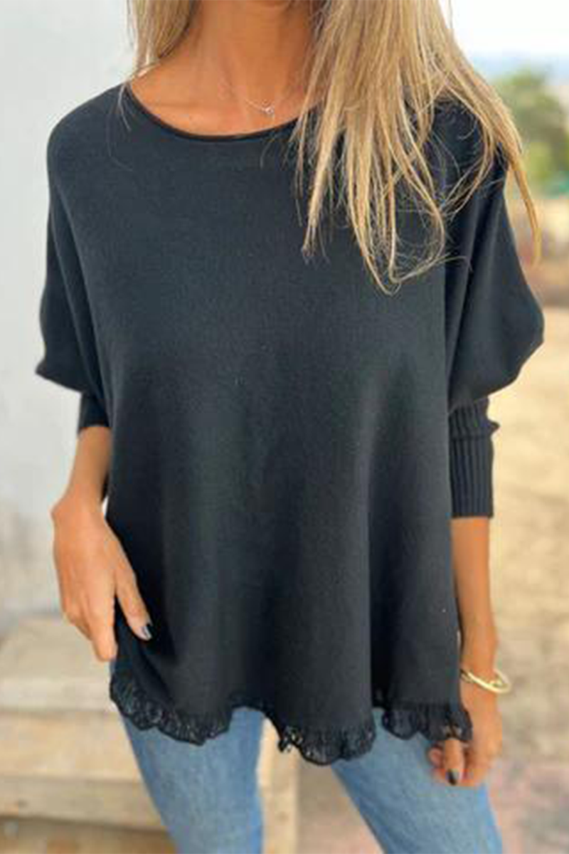Color Stringy Selvedge O Neck Sweaters(8 Colors)