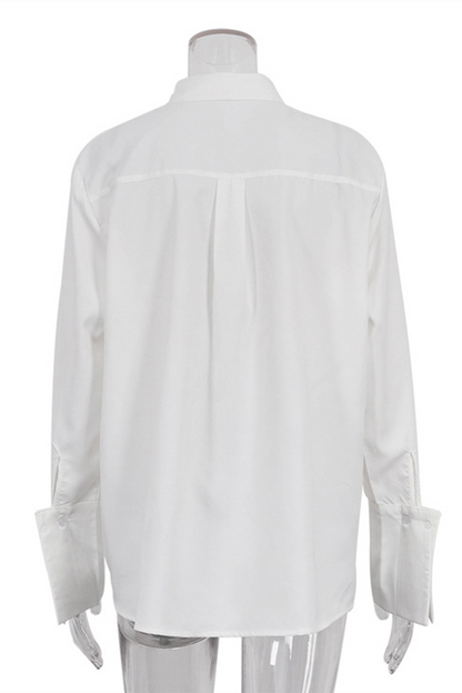 Street Pocket Buttons Turndown Collar Blouses