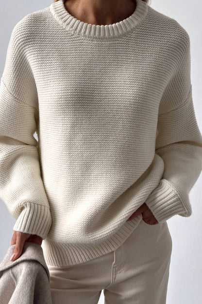Daily Color Weave O Neck Sweaters