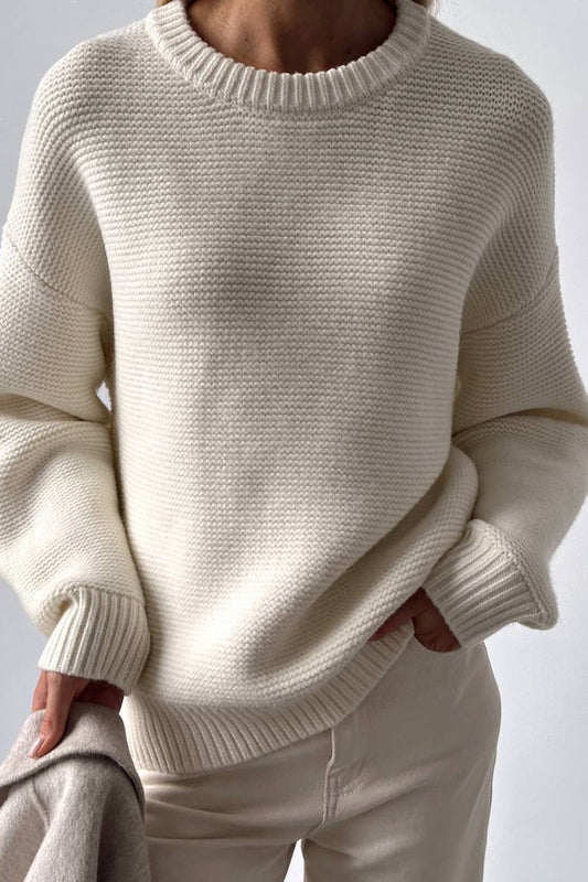 Daily Color Weave O Neck Sweaters