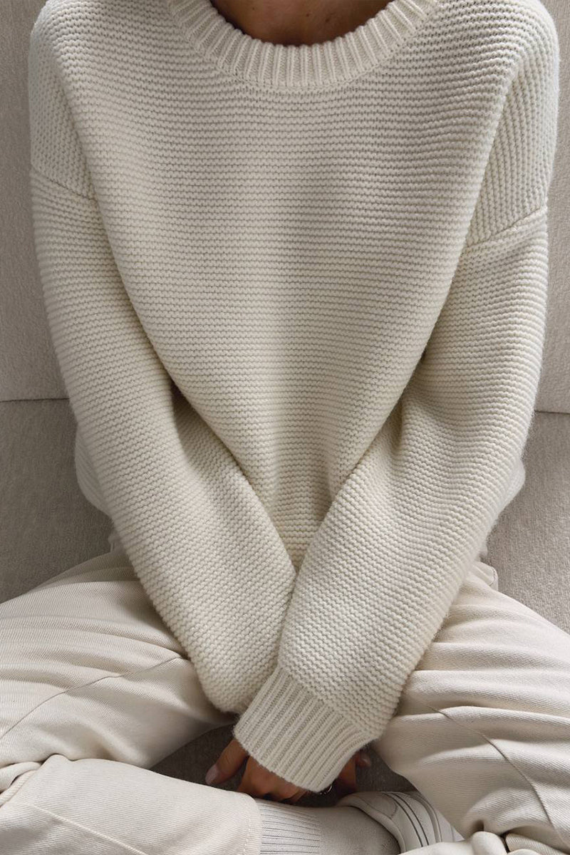 Daily Color Weave O Neck Sweaters
