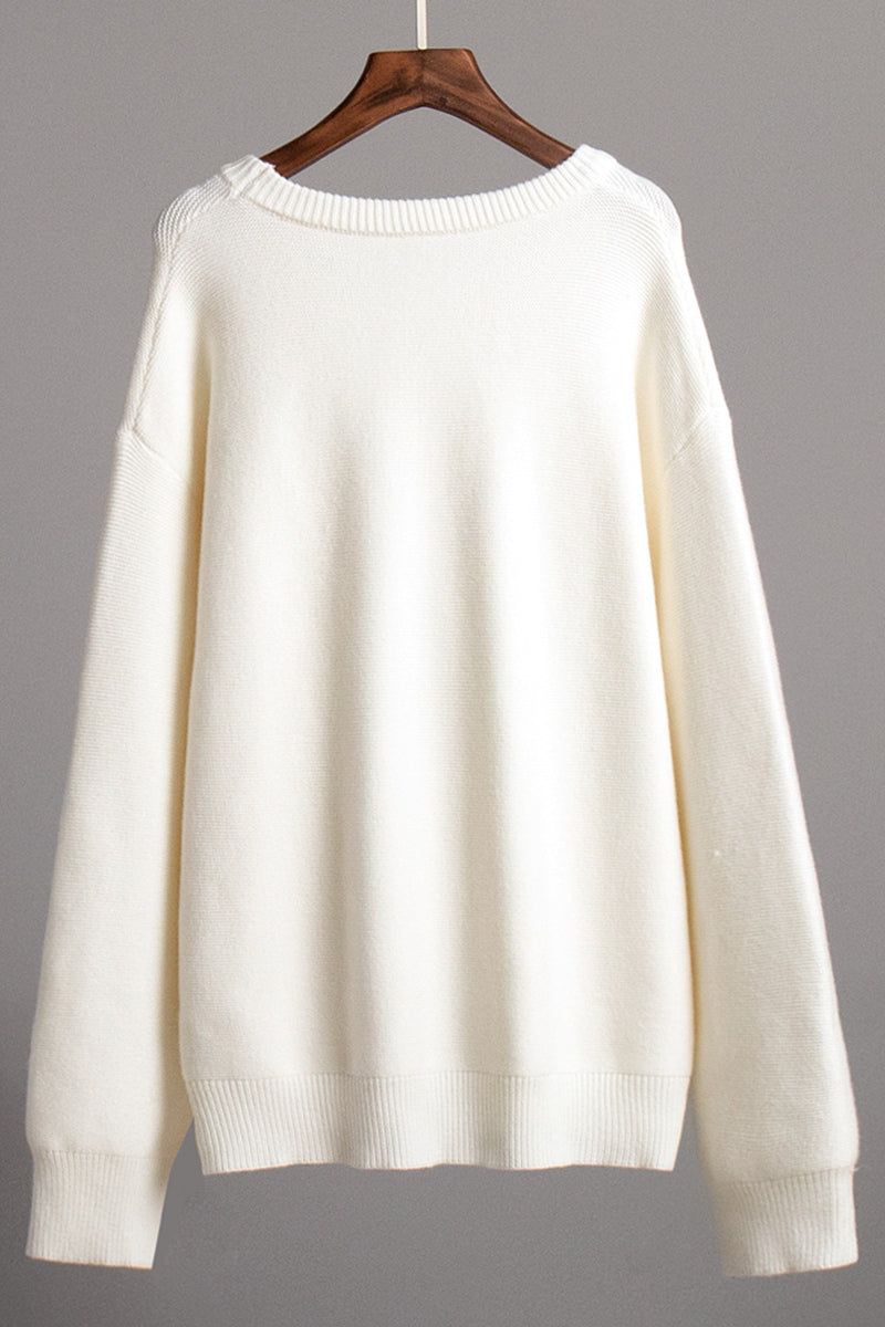 Daily Color Weave O Neck Sweaters