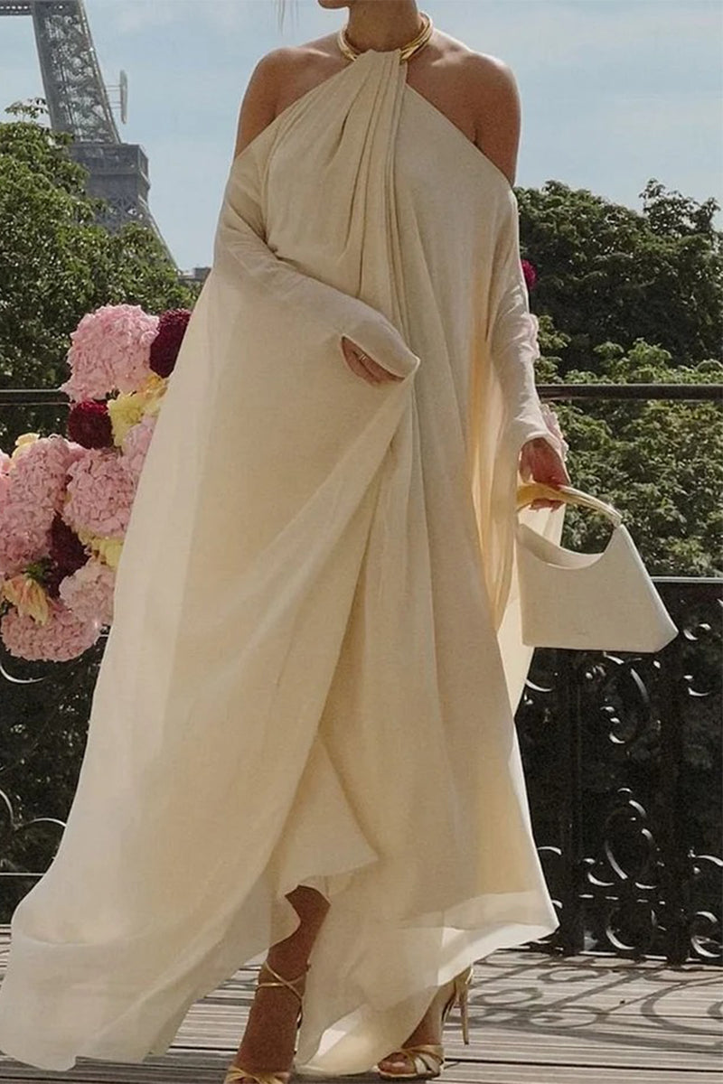 Backless Halter Lantern Skirt Dresses