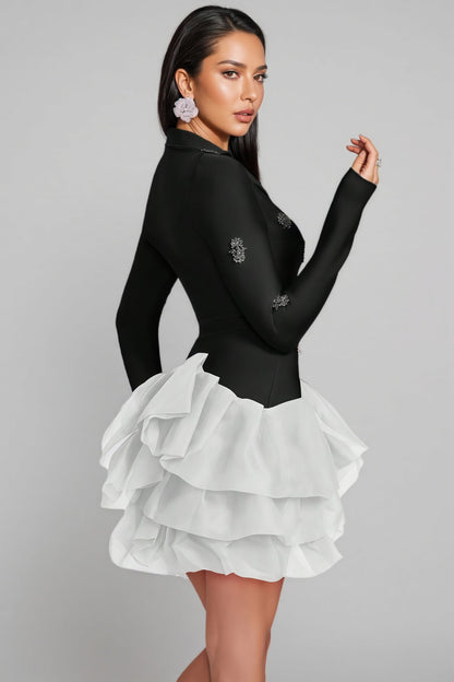 Dede Black Bandage Rhinestone Mini Dress