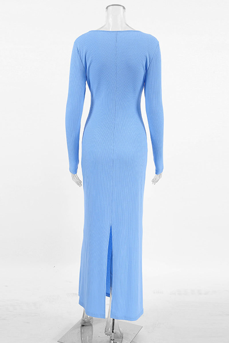 Street Potholes O Neck One Step Skirt Dresses(fake Two Pieces)