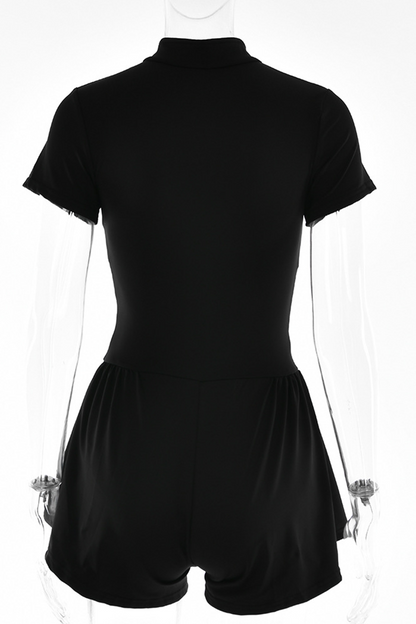 Zipper Mandarin Collar Regular Rompers(3 Colors)