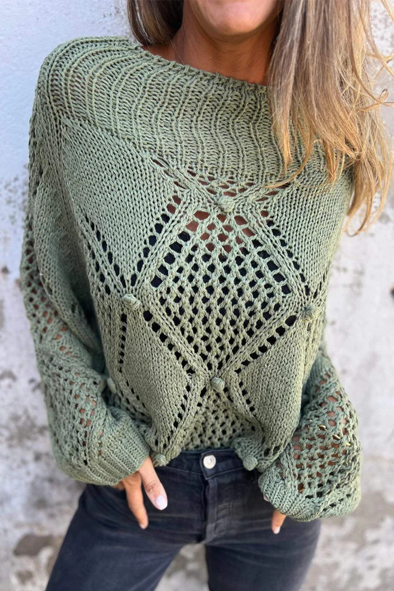 Hook Flower Hollow Out O Neck Sweaters(5 Colors)