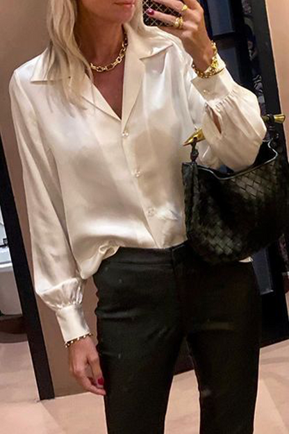 Buttons Turndown Collar Blouses