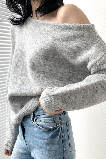 Irregular Oblique Collar Sweaters(3 Colors)