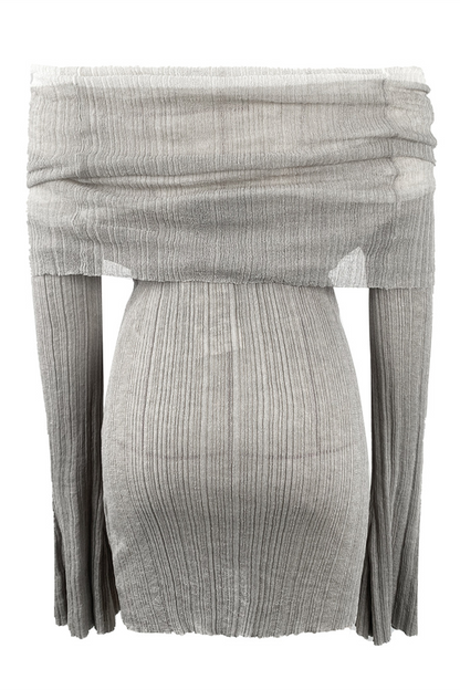 See-through Ruched Off Shoulder Wrapped Skirt Dresses