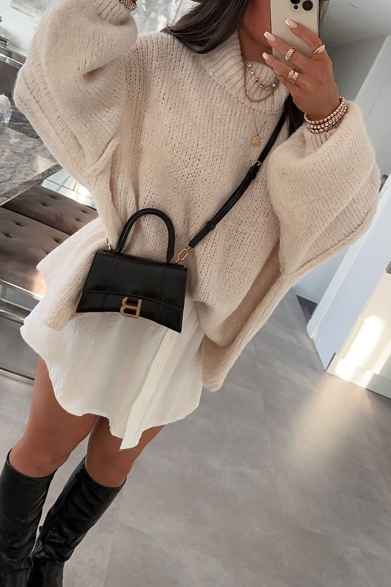 Daily Patchwork Weave Half a Turtleneck Sweaters(5 Colors)