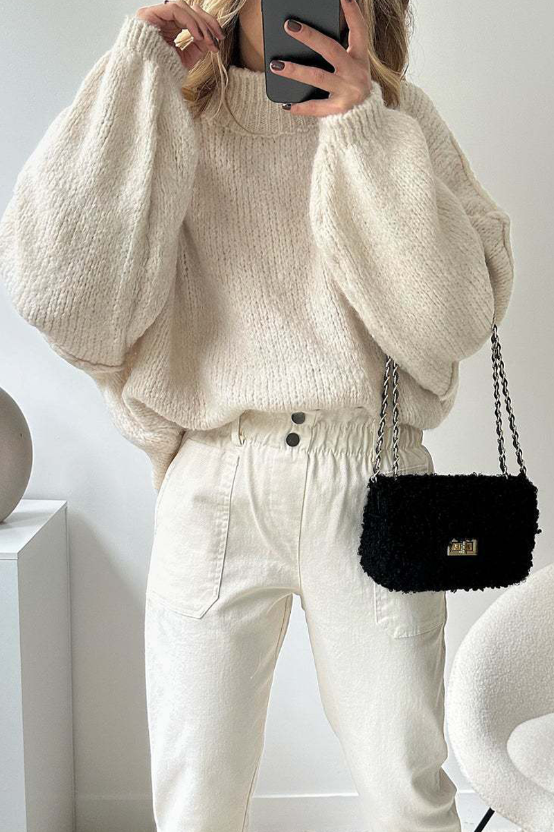 Daily Patchwork Weave Half a Turtleneck Sweaters(5 Colors)