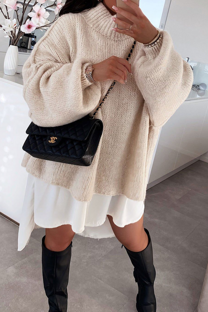 Daily Patchwork Weave Half a Turtleneck Sweaters(5 Colors)