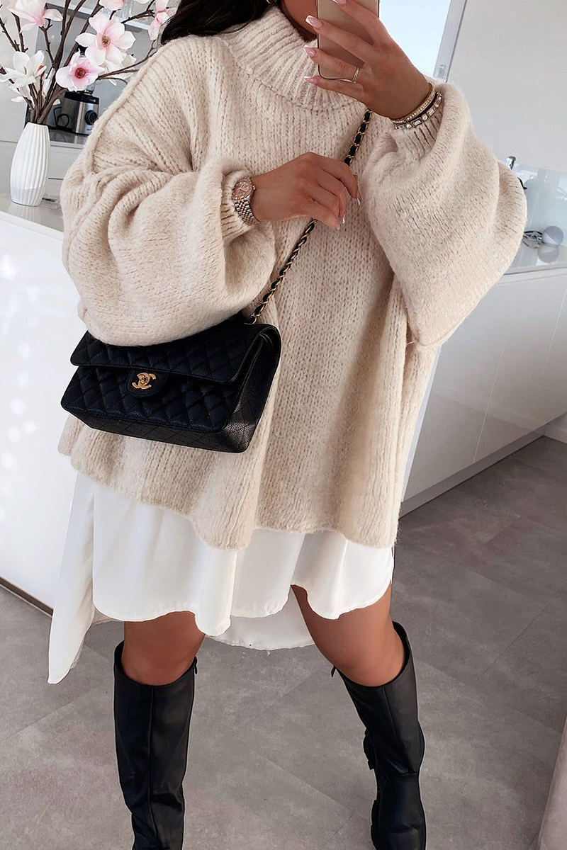 Daily Patchwork Weave Half a Turtleneck Sweaters(5 Colors)