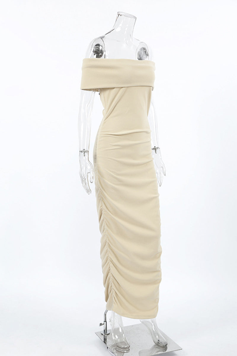 Ruched Off Shoulder One Step Skirt Dresses