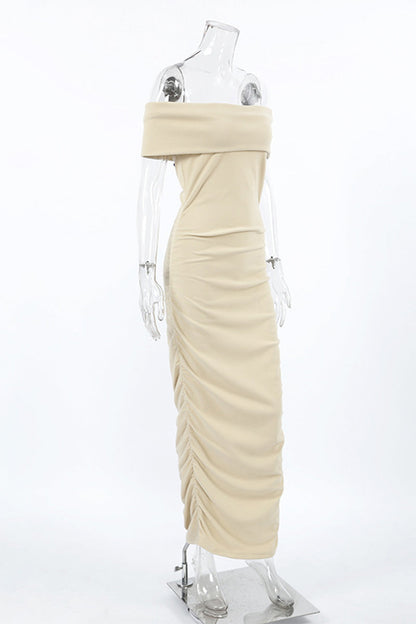Ruched Off Shoulder One Step Skirt Dresses