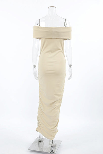 Ruched Off Shoulder One Step Skirt Dresses